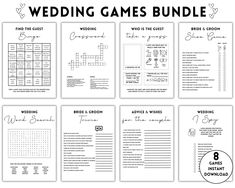 the wedding games bundle is shown in black and white