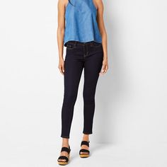 A denim lover’s dream jeans! Our skinniest leg mid-rise a.n.a denim jegging will surely be your sleekest and favorite pair. There’s no place this super soft stretch pair can’t go with a slim fit through the hip and thigh. Add a flowy top, a chunky sweater, or a tee because anything goes when you’re chic from the waist down. Features: Fly Front, Stretch FabricClosure Type: Button & ZipperPockets: 2 Front Slip Pockets, 1 Front Coin Pocket, 2 Back Slip PocketsRise: Mid RiseFiber Content: 69% Cotton, 18% Repreve Recycled Polyester, 9% Rayon, 3% Lycra Spandex, 1% SpandexFabric Description: DenimInseam: 29 In, AverageCare: Machine Wash, Tumble DryJean Style: Jeggings, Skinny JeansCountry of Origin: Imported Dark Wash Mid-rise Everyday Jeggings, Dark Wash Mid-rise Jeggings For Everyday, Dark Wash Mid-rise Jeggings, Everyday Mid-rise Denim Jeggings, Mid-rise Denim Blue Jeggings With Five Pockets, Mid-rise Denim Blue Jeggings, Mid-rise Blue Jeggings With Five Pockets, Everyday Denim Jeggings For Spring, Spring Dark Wash Denim Jeggings