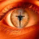 an eye with the words let us fix our eyes on jesus