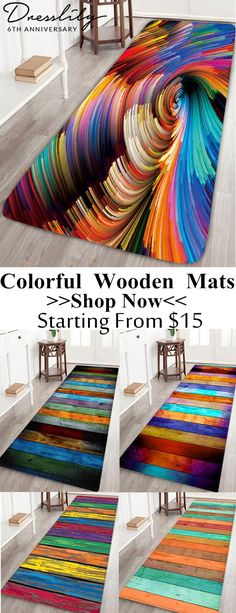 multicolored rugs with different colors and sizes