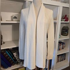 Great Ivory Cashmere Cardigan! Nwt And The Only Flaw Is Shown In The Last Photo. Just Looks To Be Where The Knit Ended. Let Me Know If You Have Any Questions! Preppy, Luxury, Soft, Off White, Office, Business, Work, Wedding, Winter, Fall, Sprung, Coastal Grandma, Old Money, Beach, Knit Cream Sweater Coat For Fall Daywear, Fitted Cream Cashmere Outerwear, Elegant Off White Long Sleeve Cardigan, Classic Cream Long Sleeve Sweater Coat, Off-white Long Sleeve Winter Cardigan, Classic Long Sleeve Cream Sweater Coat, Off White Long Sleeve Winter Cardigan, Off White Long Sleeve Cardigan For Winter, Chic Cream Sweater Coat For Layering