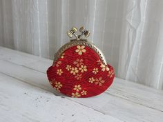 "Red Japanese Floral Design Coin Purse Wallet with Kiss Clasp The size of purse is about 4\"L x 3.5\"H The cards may not fit inside the purse" Compact Red Wallet For Daily Use, Compact Red Bag For Daily Use, Handmade Red Pouch Wallets, Red Pouch With Card Slots For Daily Use, Compact Red Bags For Gifts, Red Vintage Clutch For Daily Use, Vintage Handmade Red Coin Purse, Red Vintage Coin Purse As Gift, Red Vintage Coin Purse For Gifts