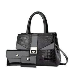 PRICES MAY VARY. [High quality material] : This crocodile pattern Satchel handbag purse is made of Vegan leather, unique texture, soft and textured, elegant and noble. [Internal structure] : This women's purse can be carried, can be a single shoulder crossbody. 1 Main bag 2. Main bag 3. zipper pockets 4 .Sticker bags 5. ID pockets 6 .Back pockets. [Set 3 Pcs purse ]: Zipper closed, detachable adjustable words. SIZE: 11.4 x 5.1 x 9.05 inch. Hand: 17cm.Wallet: 7.5*5.1 inch. Card bag: 4.3*2.8 inch. Handbags Hobo, Crocodile Pattern, Vintage Purse, Card Bag, Tote Bag Pattern, Satchel Purse, Hobo Handbags, Satchel Handbags, Womens Purses