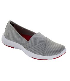 Take summer in stride with this stretchy, lightweight warm-weather slip-on shoe. Super-stretchy upper forms to your foot for incredible comfort and a great fit. Stretch-knit top collar enhances comfort and allows for easy on/off. EVA footbed adds extra cushioning and is treated to control odor. Constructed with minimal stitching to reduce irritation. High-elasticity EVA segmented midsole/outsole adds energy to every step. Lightweight, flexible midsole/outsole allows your foot to roll naturally t Comfortable Summer Slip-ons With Ortholite Insole, Casual Lightweight Slip-ons With Rubber Sole, Lightweight Casual Slip-ons With Ortholite Insole, Spring Slip-ons With Arch Support And Medium Width, Casual Slip-ons With Medium Width Rubber Sole, Elegant Flats, Woman Back, Ll Bean, Casual Shoes Women