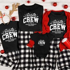 Get into the festive spirit with the Personalized Christmas Crew Custom Holiday Pajama T-Shirt, the ultimate matching outfit for your holiday celebrations. Whether it's for a cozy Christmas morning or a fun-filled holiday party, this custom shirt is designed for comfort and style. Featuring collegiate typography and a sleek long-sleeve design, this shirt is perfect for family gatherings or group holiday events, adding a coordinated, festive touch to the occasion.

Celebrate Christmas 2024 with a personalized touch by outfitting your entire crew in matching shirts. Ideal for families, friends, or teams, this shirt can be customized to fit your unique style, making it a memorable keepsake for years to come. Its festive design and soft material make it the perfect choice for Christmas pajamas Family Pajama Ideas, Long Sleeve Letter Print Tops For Pajama Party, Long Sleeve Tops With Letter Print For Pajama Party, Family Matching Holiday Crew Neck Tops, Christmas Letter Print Loungewear Tops, Christmas Letter Print Tops For Loungewear, Family Matching Cotton Winter Tops, Family Matching Holiday Shirt With Crew Neck, Family Matching Cotton Tops For Pajama Party