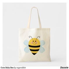 Cute Baby Bee Tote Bag Decorated Tote Bags, Bee Cute, Kids Handicraft, Desain Tote Bag, Bag Painting, Baby Tote Bag, Tods Bag, Canvas Cosmetic Bag, Jute Tote Bags