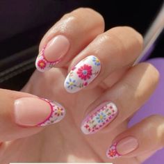 #nailinspo Nail Inspo Painted, West Coast Nails, Short Fun Nails Art Designs, Pink Cactus Nails, Advanced Nail Designs, Dainty Nail Ideas, Cute Country Nail Ideas, Hacienda Nails, Bright Nails For Summer The Beach