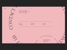 a pink and black check card with the words contact on it