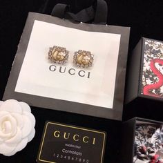 Gucci Earrings Gucci Earrings, Louis Vuitton Shirt, Chanel Shirt, Gucci Jewelry, Jewels Rings, Specialty Coffee, Gucci Gg Marmont, Luxury Products, Color Dorado