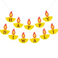 a happy diwal banner with lit candles