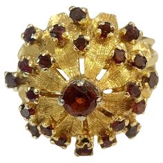 14k Yellow Gold Ring size: 8 Weight: 11.8gr Garnet: 1.25 ct Garnet Ring, Garnet Rings, Yellow Gold Ring, Yellow Gold Rings, Cocktail Rings, Gold Ring, Garnet, Gold Rings, Jewelry Rings