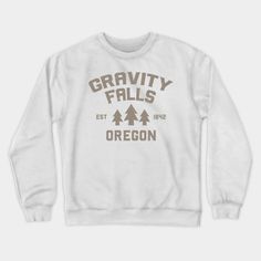 Visit Gravity Falls Oregon, leaking weirdness since 1842. -- Choose from our vast selection of crewneck sweatshirts to match with your favorite design to make the perfect custom graphic crewneck sweatshirt. Pick your favorite: Crewneck Sweatshirt or Lightweight Crewneck Sweatshirt. Customize your color! For men and women. Fall Crew Sweatshirt With Lettering, Fall Hoodie With Text Print And Crew Neck, Fall Crew Neck Hoodie With Text Print, College Crew Sweatshirt With Screen Print, White Band Merch Sweatshirt For Fall, Fall Crew Hoodie With Screen Print, Fall Crew T-shirt With Text Print, Fall Crew Neck Hoodie With Screen Print, Fall Crew Neck T-shirt With Text Print