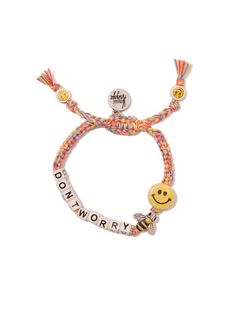 DON'T WORRY BEE HAPPY BRACELET Adjustable Multicolor Nickel-free Jewelry, Cheerful Adjustable Friendship Bracelets As Gift, Trendy Multicolor Nickel Free Charm Bracelet, Trendy Multicolor Nickel-free Charm Bracelet, Cheerful Adjustable Jewelry For Friendship, Cheerful Adjustable Jewelry For Gifts, Cute Adjustable Charm Bracelet, Playful Adjustable Jewelry For Spring, Multicolor Adjustable Cord Jewelry For Everyday