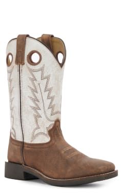 Ariat Women's Round Up Skyler Light Tan and Deep Teal with Aztec Embroidery Wide Square Toe Cowboy Boots available at Cavenders White Country Boots For Ranch, White Country Style Boots For Ranch, Western Distressed Boots With Snip Toe, White Country Boots With Snip Toe, White Snip Toe Country Boots, Square Toe Boots Women, Collaborative Painting, Cowgirl Boots Square Toe, Aztec Embroidery