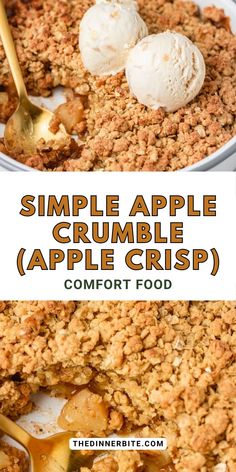 Looking for a comfort food that's simple to whip up yet incredibly satisfying and delicious? Discover your new favorite dessert with our Comfort Food SIMPLE APPLE CRUMBLE (APPLE CRISP) recipe! Bursting with fresh apple flavor, this easy-to-make, scrumptious dessert is perfect for family dinners, potlucks, or simply satisfying your sweet tooth. Don't wait—dive into this irresistible recipe now! Apple Crumble Crisp, Fall Apple Crisp Recipes, Quick Apple Crisp Recipe, Apple Crisp Crumble Recipe, Apple Crisp Pie Recipe Crumble, Apple Crumble Easy Quick, Apple Crisp Recipe Small Batch, Single Serving Apple Crumble, Apple Crumb Recipe