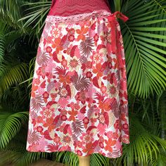 Only Hearts Boho Cotton Draw Strong Waist Skirt. Just In Time For Spring. Enjoy This Delicate Floral Print With A Ribbon Tie Waist Size Large Red Casual Wrap Skirt For Summer, Casual Red Wrap Skirt For Summer, Red Summer Beach Skirt, Red Skirted Beach Bottoms, Red Relaxed Skirt For Vacation, Casual Red Flowy Wrap Skirt, Red Relaxed Fit Skirt For Vacation, Red Summer Wrap Skirt With Lining, Red Long Wrap Skirt For The Beach