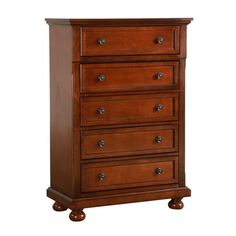 a wooden dresser with four drawers on it