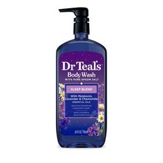 Wind down for the night with Dr Teal's® Sleep Body Wash with Melatonin, Lavender & Chamomile Essential Oil Blend. A blend of Melatonin, Lavender & Chamomile essential oils helps calm your mind for a good night’s sleep. Shea butter, aloe vera, and vitamin E intensely moisturize your skin. Dr Teal’s® body washes are paraben-free, phthalate-free, cruelty-free, and vegan. Pure Epsom Salt to help refresh skin's appearance Cleanse the skin fully and completely Made in the USA Never tested on animals Lavender Body Wash, Chamomile Essential Oil, Calm Your Mind, Body Washes, Fred Meyer, Body Care Routine, Epsom Salt, Paraben Free, Hydrate Skin