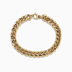 14K Yellow Gold Hollow Curb Chain Bracelet 7.5" Luxury Hallmarked Yellow Gold Chain Bracelet, Curb Chain Bracelet, Gem Diamonds, Effy Jewelry, Colored Gems, Diamond Shop, Pendant Rings, Precious Gems, Curb Chain