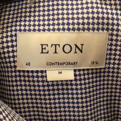 Eton Men’s Dress Shirt In Brand New Condition. Wore Once. Mens Shirt Dress, Dress Shirts, Sewing Hacks, Shirt Color, Dress Shirt, Blue White, Color Blue, Mens Shirts, Blue And White