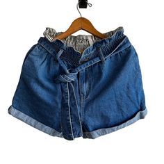 Wishlist High Waisted Paper Bag Belted Jean Shorts Nwt Color: Blue Size: M Material: Cotton/Polyester Waist: 14.5” Length From Top Of Waist: 14.5” Inseam: 2.5” Length Of Leg Opening: 12.5” (Measurements Taken With Garment Laid Flat) Casual Denim Blue Bottoms With Paperbag Waist, Chic Denim Blue Bottoms With Paperbag Waist, Trendy Paperbag Waist Bottoms For Beach, Casual Blue Paperbag Waist Shorts, Blue Paperbag Waist Bottoms With Belt Loops, Trendy Paperbag Waist Bottoms For Vacation, Blue Paperbag Waist Bottoms For Summer, Summer Bottoms With Paperbag Waist, Blue Cotton Shorts With Paperbag Waist