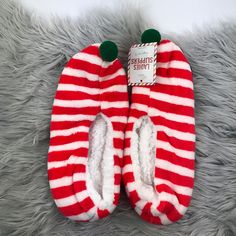 New With Tags Fast Shipping Lady In Red, Elf, Red White, Red And White, Slippers, Target, Socks, Women Shoes, Tags