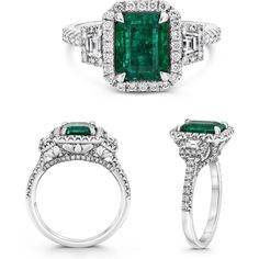 Roman & Jules Platinum Emerald Cut Emerald Ring - 1.77 Carat Emerald with 0.48 Carat Diamond Accents Luxury Gia Certified Emerald Diamond Ring, Luxury Emerald Ring With Center Stone, Emerald Ring With Center Stone In 14k White Gold, Oval Emerald Ring With Pave Setting In Platinum, Luxury Brilliant Cut Emerald Ring For Formal Occasions, Luxury Emerald Ring With Center Stone For Formal Occasions, Gia Certified Emerald Diamond Ring For Formal Occasions, Gia Certified Diamond Emerald Ring For Formal Occasions, Anniversary Platinum Emerald Ring With Brilliant Cut