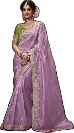 Pink Art Silk Pre-draped Saree With Intricate Embroidery, Pink Dola Silk Saree For Reception, Pink Chanderi Pre-draped Saree With Intricate Embroidery, Pink Tissue Silk Saree With Dori Work, Pink Art Silk Saree For Reception, Purple Chanderi Pre-draped Saree For Wedding, Pink Embroidered Saree, Pink Saree With Intricate Embroidery, Pink Embroidered Pre-draped Saree For Wedding