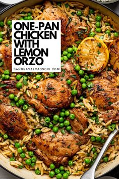 one pan chicken with lemon orzo and peas