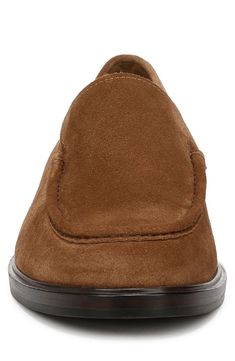 A supple suede upper and moc toe add timeless sophistication to a luxe loafer grounded by a durable rubber sole. Cushioned footbed Leather upper and lining/rubber sole Imported Suede Slip-ons With Plain Toe, Classic Suede Slip-ons With Almond Toe, Classic Moc Toe Loafers With Suede Lining, Classic Suede Slip-ons With Suede Lining, Classic Suede Slip-ons With Leather Footbed, Classic Suede Slip-ons With Stitched Sole, Suede Loafers With Leather Footbed And Plain Toe, Suede Loafers With Plain Toe, Suede Slip-on Dress Shoes With Plain Toe