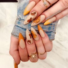 Sunflower Nails, Summer Nail Designs, September Nails, Pedicure Nail Art, Summer Nail, Chic Nails, Nail Polishes, Best Acrylic Nails