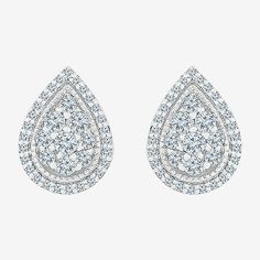 Diamond Clarity: I3Earring Back: FrictionSetting: ProngShape: PearStone Cut: RoundDiamond Color: JMetal Color: WhiteEarring Length: 10.5mmEarring Width: 7.6mmRounded Carat Weight: 1/2 Ct. T.w.Care: Wipe CleanStone Type: 72 Natural DiamondAuthenticity: Natural DiamondBirthstone: April BirthstoneEarrings Style: Stud Earrings, Multi-Diamond Earrings, Halo EarringsMetal: 10k White GoldCountry of Origin: Imported White Pear-shaped Cluster Earrings For Formal Occasions, White Brilliant Cut Pear Shaped Diamond Earrings, White Pear-shaped Diamond Earrings With Brilliant Cut, White Pear-shaped Brilliant Cut Diamond Earrings, White Pear-shaped Vvs Clarity Earrings, White Diamond Pear-shaped Cluster Earrings, White Diamond Cluster Earrings, Pear-shaped, White Pear-shaped Diamond Earrings With Prong Setting, White Pear Shaped Diamond Earrings With Prong Setting