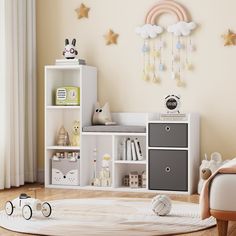 a child's room with toys and decor