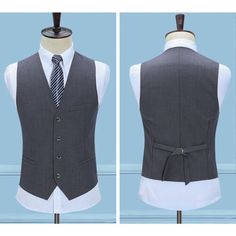 Sleeveless Business Vest With Buttons, Business Sleeveless Vest With Buttons, Fitted Single Breasted V-neck Vest, Fitted Single-breasted V-neck Vest, Winter Slim Fit Sleeveless Vest, Slim Fit Sleeveless Winter Vest, Gray V-neck Vest For Workwear, Slim Fit Sleeveless Vest For Fall, Winter Semi-formal Slim Fit Vest