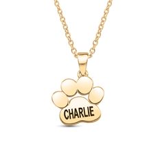 Add your personal touch to this engravable paw print pendant that provides the perfect way to show love for a furry friend. Forever fashionable, the polished charm boasts unmatched craftsmanship. Fit your style and budget with options in sterling silver and yellow, white or rose gold.\nThis pendant does not include a chain, but find a favorite in our curation of chain necklaces!\nExplore our entire Personalized Jewelry Collection and make every piece uniquely yours (or theirs).\nPlease note, all Paw Print Pendant, Personalized Pet Gifts, Helzberg Diamonds, Ways To Show Love, Show Love, Matching Wedding Bands, Pet Necklace, Chain Necklaces, Unisex Jewelry