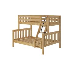 a wooden bunk bed with two ladders on the bottom and one above it's head