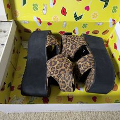 I Have A Pair Of Brand New In The Box, Lemon Drop By Priveledge, Platform Sandals. Women's Size 5. Cheetah Print. Velcro Closure At Ankle. Bought From Dolls Kill. Brown Wedge Sandals With Chunky Platform And Round Toe, Brown Chunky Platform Wedge Sandals With Round Toe, Brown Platform Wedge Sandals With Round Toe, Brown Platform Sandals With Round Toe, Brown Sandals With Cushioned Footbed And Medium Width, Brown Leather Chunky Platform Sandals, Trendy Brown Wedge Sandals With Round Toe, Brown Wedge Sandals With Cushioned Footbed And Flat Heel, Brown Open Toe Sandals Medium Width