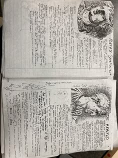 two pages of paper with drawings on them