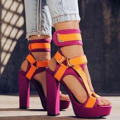 Material: PUSize: CN35, CN36, CN37, CN38, CN39, CN40, CN41, CN42, CN43, CN44Color: Rose Red, BlackHeight High: 14CMStyle: Sexy, Party, FashionPattern Type: Colorblock, Buckles, Platform, Chunky Heel SandalsOccasion: Party, Club, Summer, CasualPackage Contents: 1* Shoes, without Accessories. Bold Round Toe Sandals For Party, Bold Round Toe Party Sandals, Bold Party Sandals With Round Toe, Bold Block Heel Sandals For Party, Bold Pink Heels For Summer, Bold Pink Summer Heels, Multicolor Chunky Platform Heels, Bold Pink Platform Heels, Bold Orange Heels For Party