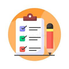 a clipboard with a pencil and checklist on it, flat design royalty illustration