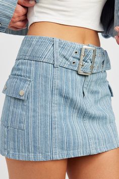 SIZE & FIT :  MODEL WEARS SIZE SMALL MODEL'S HEIGHT 5'9    Made In : IMPORTED   Fabric Contents : 100% COTTON Chunky Belt, Mini Denim Skirt, Sweatshirt Jean Jacket, Women Cargo Pants, Designer Denim, Cardigan Sweater Coat, Vertical Lines, Sweater Collection, Denim Trends