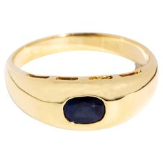 Forged in 9 carat gold, The Nadya Ring is crafted with restraint to allow the deep blue sapphire to shine. Sometimes the simplest of design is the most audacious. The Nadya Ring Gem Details The deep blue oval sapphire is estimated to weigh 0.66 carats. Ring Size Q 1/2 (Australia and UK sizing) or 8 1/2 (US and Canada) The Nadya Ring can be resized prior to shipping upon request. Resizing is complimentary up or down four sizes or please message us for a quote if more sizes are needed. Condition Vintage. Circa 1990s Great to Know The Nadya Ring belongs to our treasure trove of strongly sustainable, ethical, environmentally friendly, and conflict-free jewellery. She lives in our carefully curated collection of one of a kind vintage jewellery pieces. A vintage piece of jewellery has many stori Ring Ideas, To Shine, Jewelry Rings Engagement, Vintage Jewellery, The Deep, Free Jewelry, Deep Blue, Blue Sapphire, Environmentally Friendly