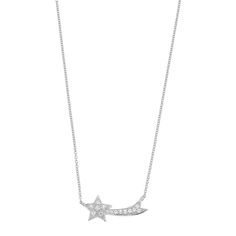 Add a celestial touch of sparkle to any ensemble with this cubic zirconia-studded SIRI USA by TJM sterling silver shooting star necklace. Add a celestial touch of sparkle to any ensemble with this cubic zirconia-studded SIRI USA by TJM sterling silver shooting star necklace. FEATURES Pendant dimensions: 0.83 in. x 0.33 in. Chain length: 18 in. Chain type: cable Clasp: lobster-claw Nickel free Metal: sterling silver Plating: rhodium Finish: polished Packaging: boxedSTONE DETAILS Stone type: cubic Shooting Star Necklace, Falling Star, Falling Stars, Shooting Star, Shooting Stars, Star Pendant, Star Necklace, Chain Lengths, Lobster Claw