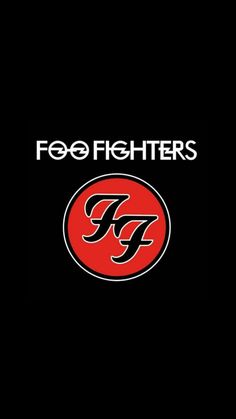 foo fighters logo on a black background with the words foo fighters in red and white