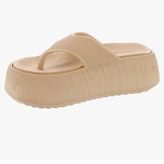 Brand New Bebe Puffi Women's Platform Sandal Size 9 Color Cream Made Synthetic Closure Type Slip On Country Of Origin About This Item Synthetic Thong Upper Slip-On Fit Lightly Cushioned Footbed 2-1/4" Heel Height Description Synthetic Thong Upper Slip-On Fit Lightly Cushioned Footbed 2-1/4" Heel Height This Items Is Brand New With Tag Chic Spring Sandals With Chunky Sole, Chic Platform Sandals For Spring, Spring Beach Platform Slippers With Thick Sole, Spring Beach Platform Slippers With Thick Bottom, Beige Open Toe Platform Slippers For The Beach, Trendy Beach Sandals With Thick Bottom, Synthetic Platform Slippers For Beach, Chic Summer Platform Slippers With Thick Bottom, Comfortable Summer Platform Slippers With Thick Bottom