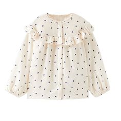 Cute Zara Polka Dot Shirt For Toddler Girl, Brand New, Pet And Smoke Free House Sweet Ruffled Blouse For Spring, Sweet Long Sleeve Blouse For Spring, Playful Long Sleeve Tops With Ruffles, Sweet Long Sleeve Ruffled Tops, Sweet Long Sleeve Tops With Ruffles, Playful Ruffled Blouse For Spring, Cute Beige Long Sleeve Blouse, Cute Spring Polka Dot Tops, Cute Cotton Ruffled Blouse