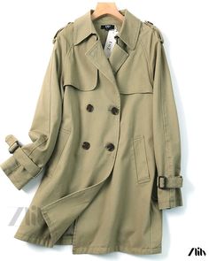 Zlily - Cotton Long Coat Workwear Jacket Fall Outerwear With Double Button And Stand Collar, Fall Khaki Double-breasted Blazer, Khaki Double-breasted Fall Blazer, Fall Double-breasted Khaki Blazer, Double-breasted Fall Outerwear, Khaki Single Breasted Outerwear With Stand Collar, Khaki Single Breasted Utility Jacket With Long Sleeves, Khaki Single Breasted Utility Jacket, Spring Outerwear With Stand Collar And Double Button Closure