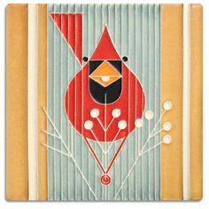 6x6 Autumn Edibles Tile (Charley Harper) by Motawi Tileworks - Motawi Tileworks - Tile - [PINCH] Charley Harper Birds, Charley Harper Art, Minimalist Graphic Design, Bungalow Homes, Bird Quilt, Wildlife Artists, Red Bird