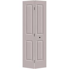 a tall white door with two doors on the front and one in the back side