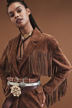 Leather Can be worn at the waist or hips Imported | Flower Buckle Belt by Cynthia Rowley in Brown, Women's, Leather at Anthropologie Marfa Photoshoot, Elegant Cowgirl, Layered Accessories, Country Chic Outfits, Cowboy Accessories, Cowgirl Boots Outfit, Country Ranch, Boot Outfits, Western Accessories